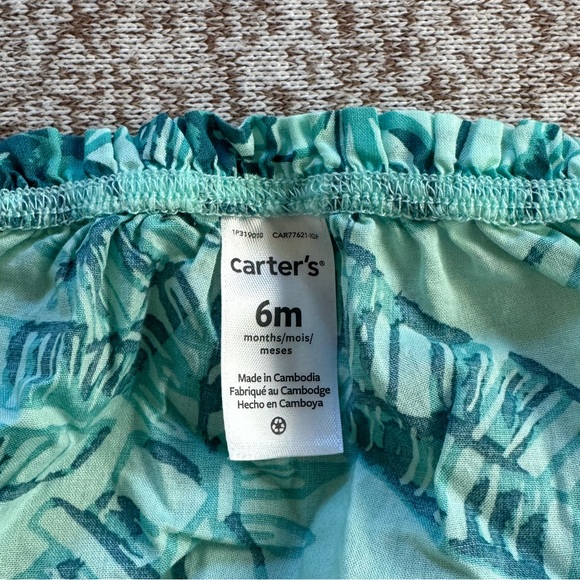 5/$25 Carter’s Baby Girl 3 Piece Blue Tropical Bubble Short Set - Picture 3 of 3